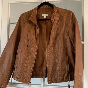 Brown Faux Leather Jacket